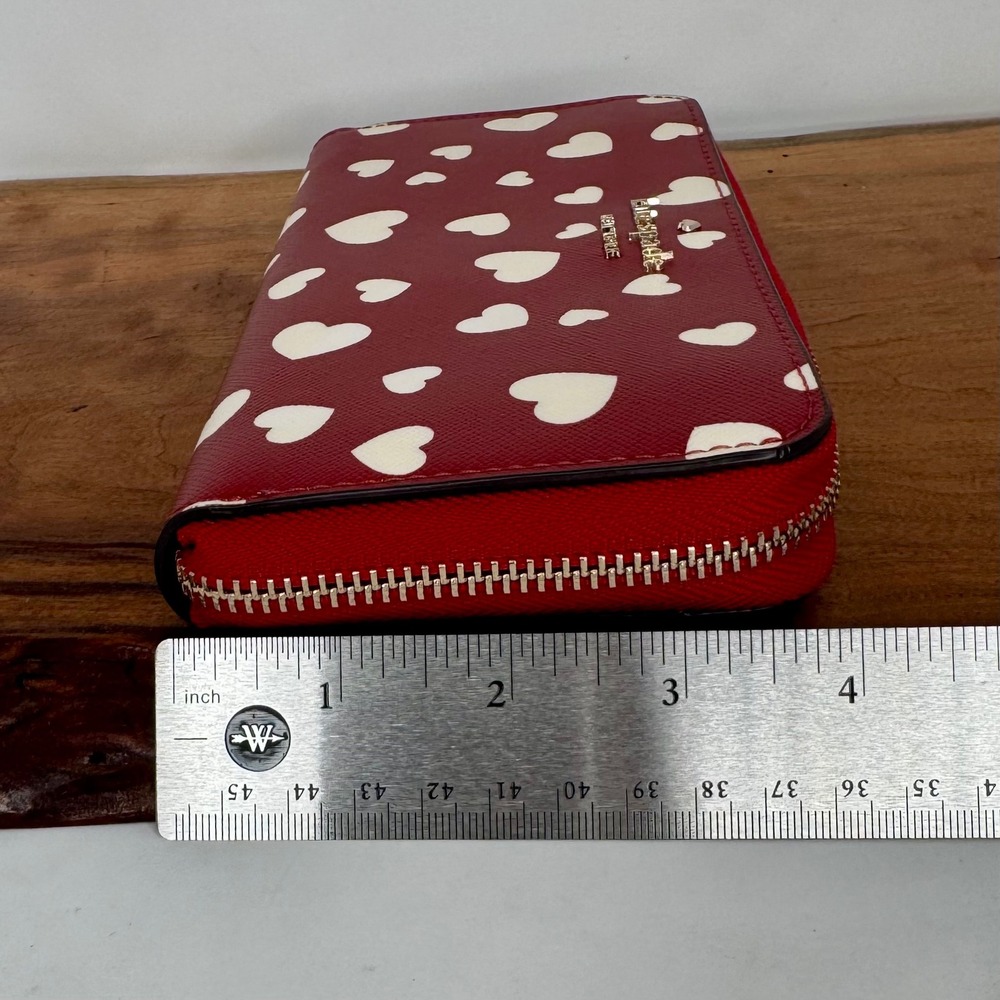 Kate Spade New York Staci Heart Large Continental Wallet Red White Zip Around - Picture 11 of 11